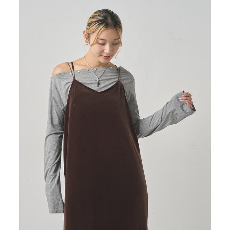 【WHO'S WHO gallery】ベロア Iラインキャミワンピ | PAL GROUP OUTLET | 詳細画像1 