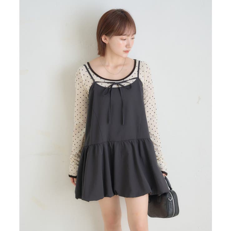 【mystic】[mline]バルーンチェック キャミワンピ | PAL GROUP OUTLET | 詳細画像3 