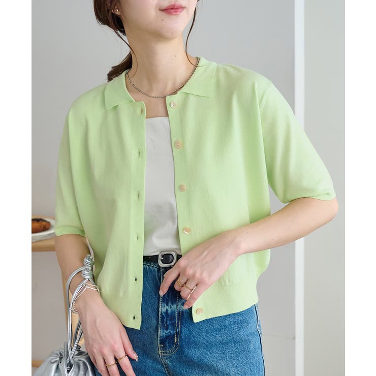 【Discoat】サラモチ衿付き半袖カーディガン | PAL GROUP OUTLET | 詳細画像8 