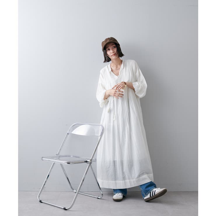 【Discoat】【India】袖バルーン切替ギャザーワンピース | PAL GROUP OUTLET | 詳細画像2 