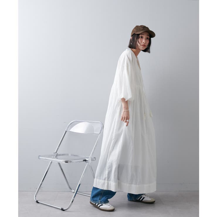 【Discoat】【India】袖バルーン切替ギャザーワンピース | PAL GROUP OUTLET | 詳細画像3 