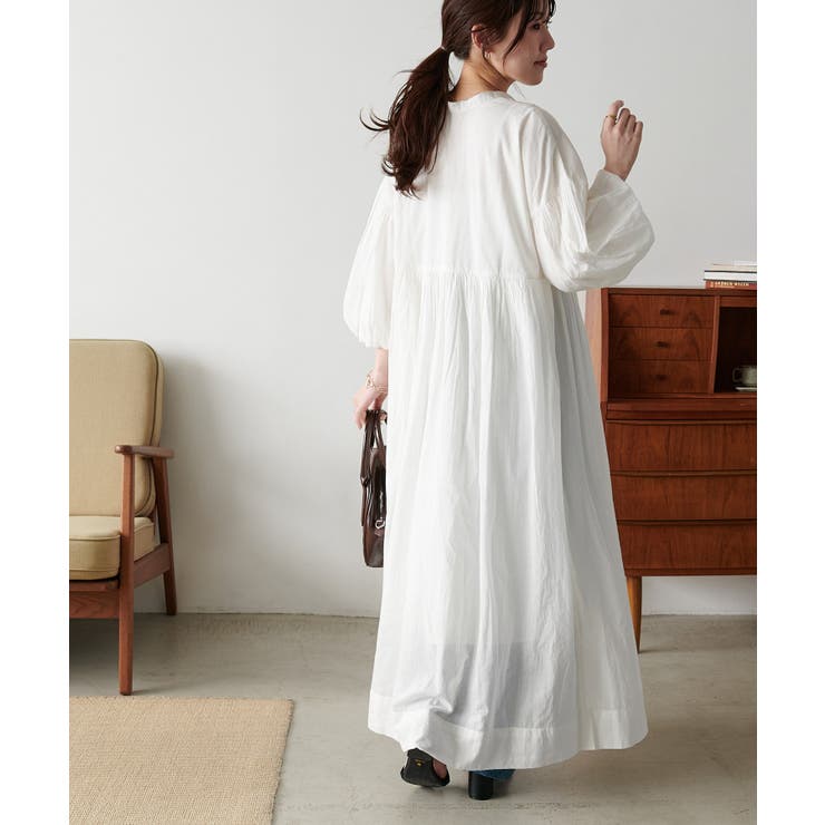 【Discoat】【India】袖バルーン切替ギャザーワンピース | PAL GROUP OUTLET | 詳細画像8 