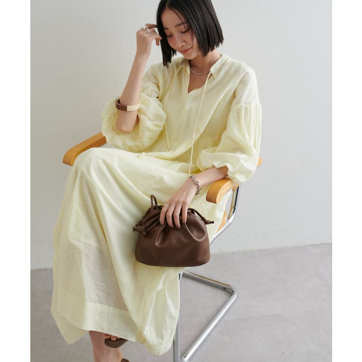 【Discoat】【India】袖バルーン切替ギャザーワンピース | PAL GROUP OUTLET | 詳細画像25 