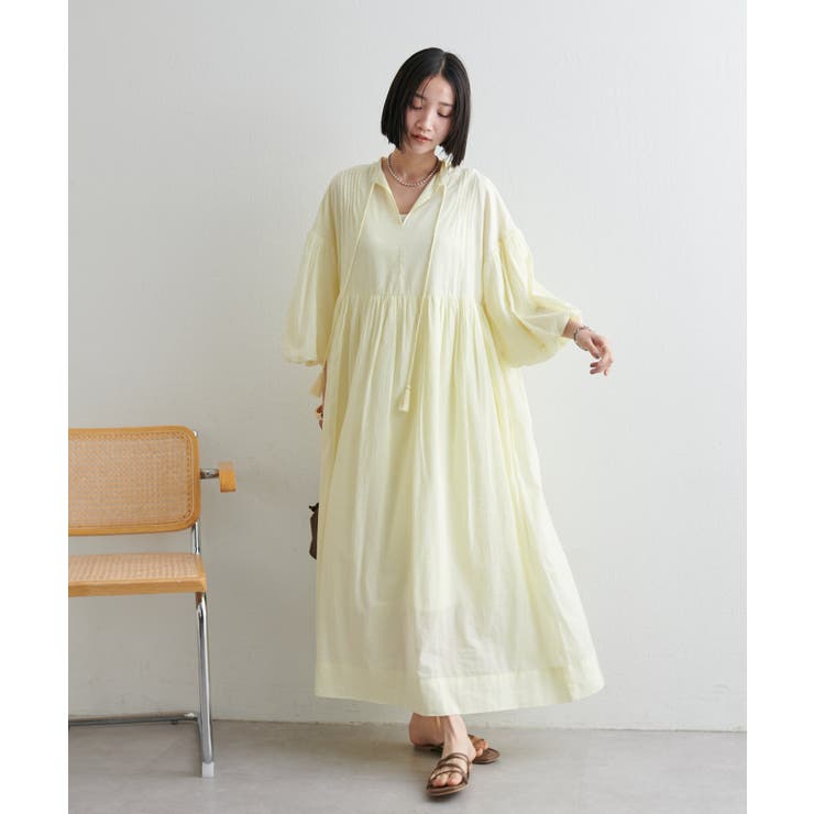 【Discoat】【India】袖バルーン切替ギャザーワンピース | PAL GROUP OUTLET | 詳細画像16 