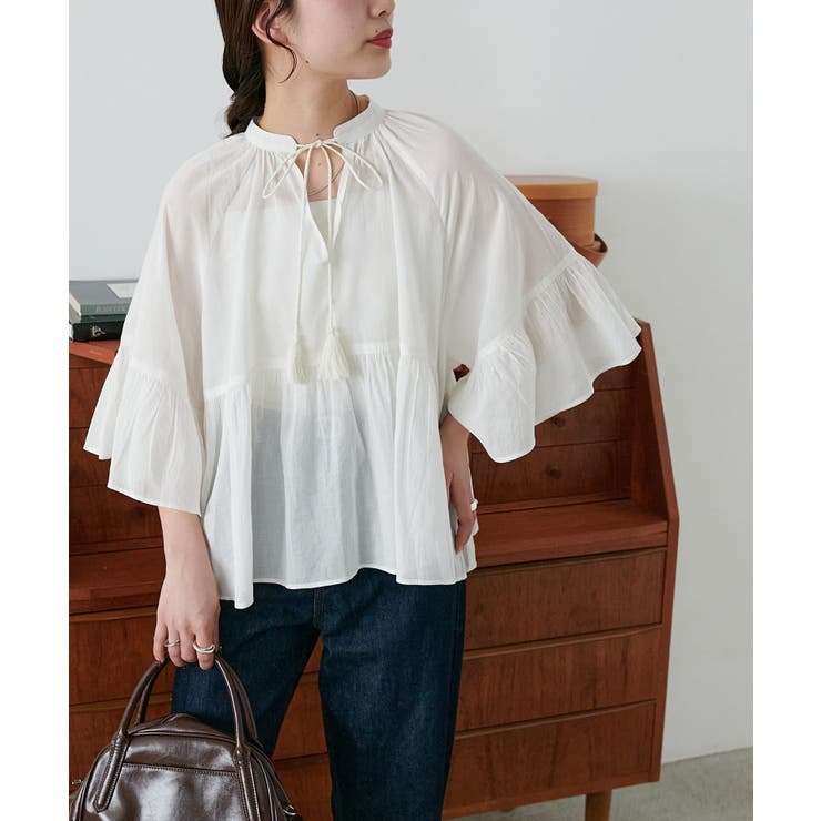 【Discoat】【India】袖フレアスキッパーブラウス | PAL GROUP OUTLET | 詳細画像3 