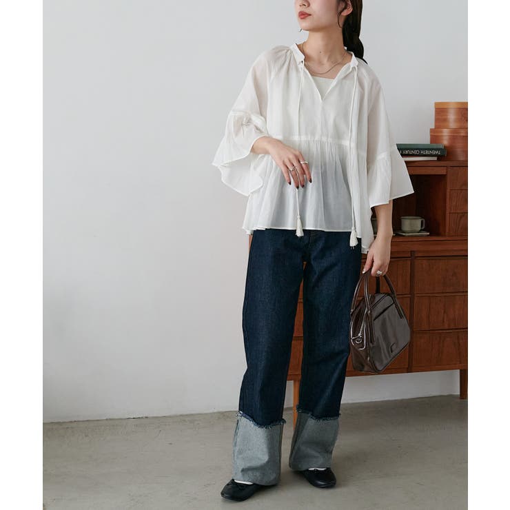 【Discoat】【India】袖フレアスキッパーブラウス | PAL GROUP OUTLET | 詳細画像6 