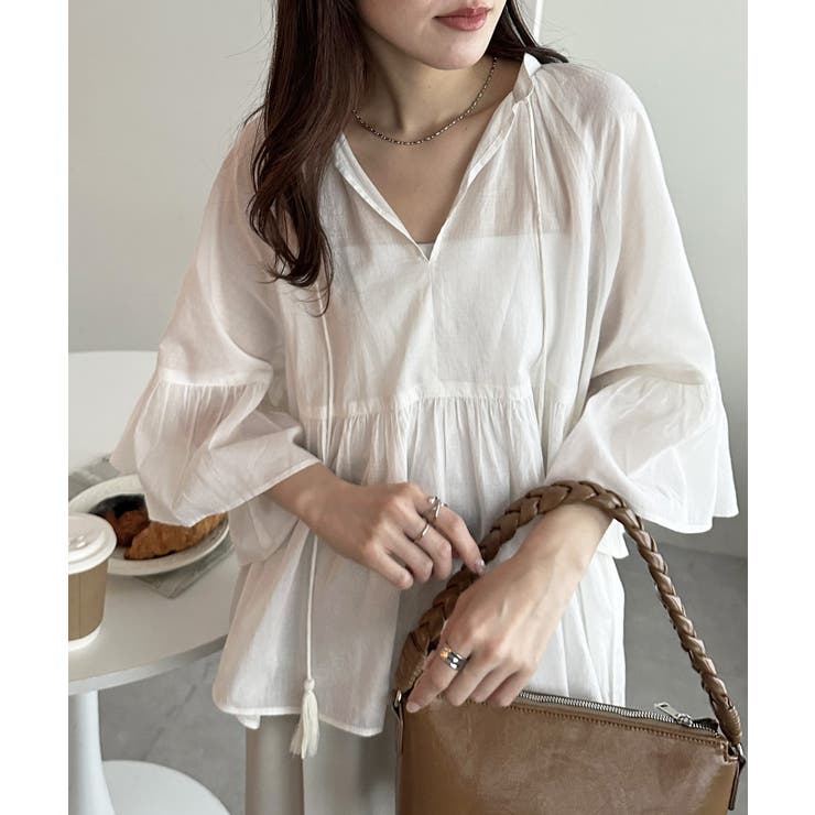 【Discoat】【India】袖フレアスキッパーブラウス | PAL GROUP OUTLET | 詳細画像8 