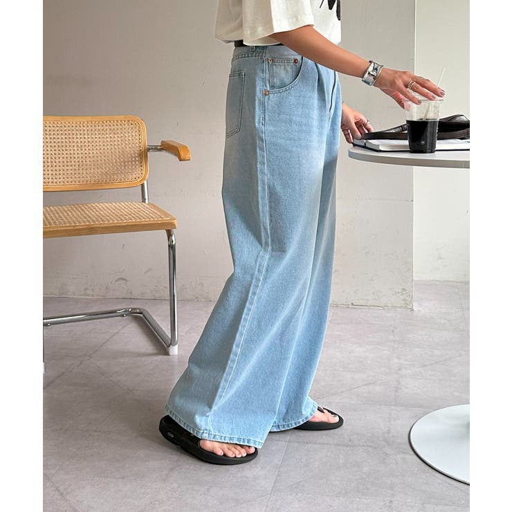 【Discoat】デニムタックワイドパンツ | PAL GROUP OUTLET | 詳細画像3 