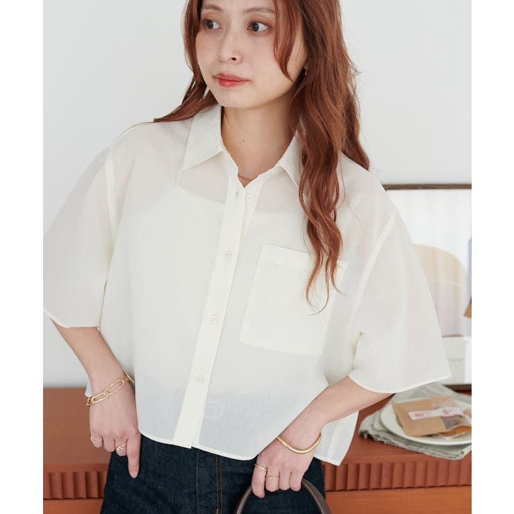 【Discoat】シアー半袖クロップドシャツ | PAL GROUP OUTLET | 詳細画像3 