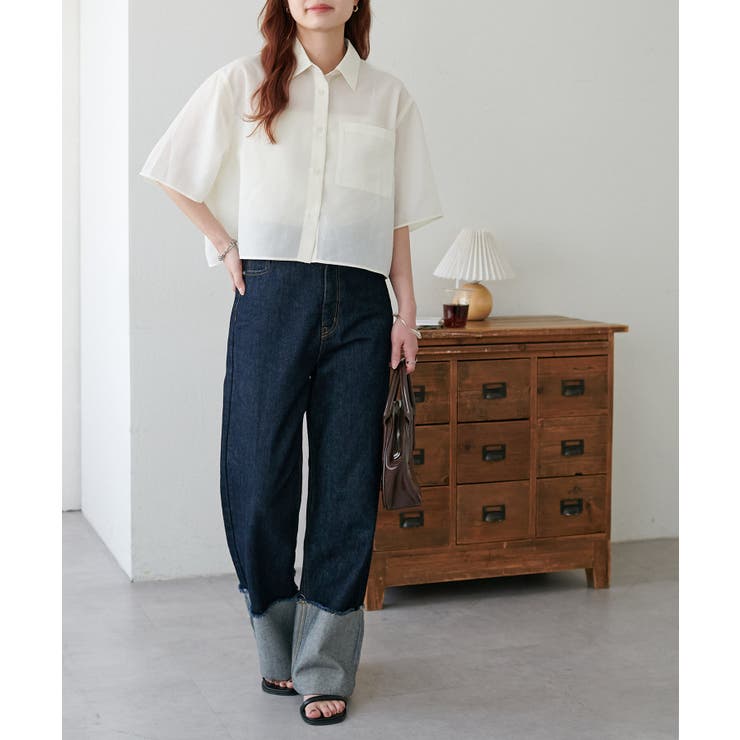 【Discoat】シアー半袖クロップドシャツ | PAL GROUP OUTLET | 詳細画像8 