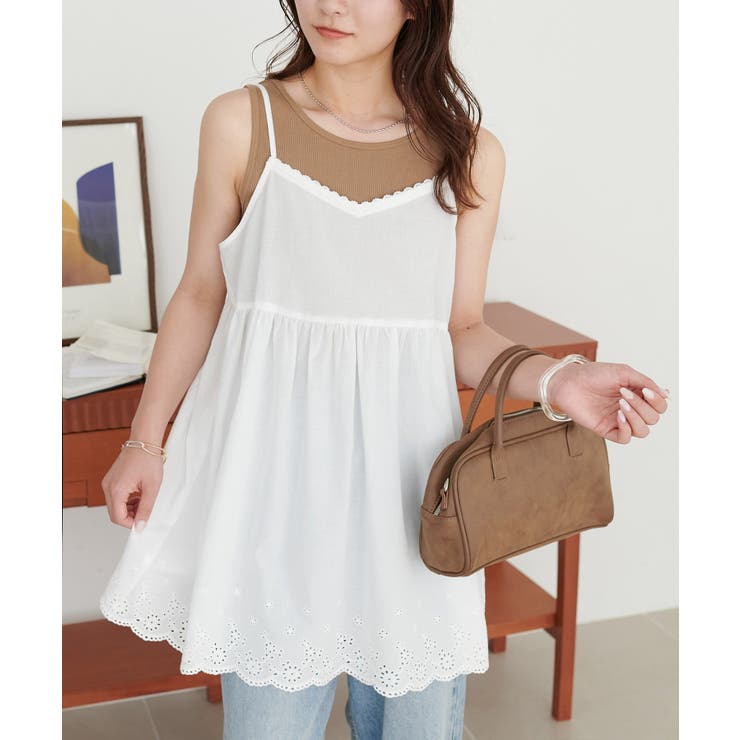 オフホワイト | 【Discoat】レース使いキャミチュニック | PAL GROUP OUTLET