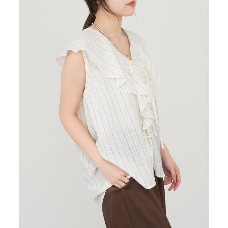 【SHENERY】ストライプフリルカラーブラウス | PAL GROUP OUTLET | 詳細画像16 