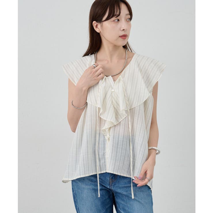 【SHENERY】ストライプフリルカラーブラウス | PAL GROUP OUTLET | 詳細画像25 