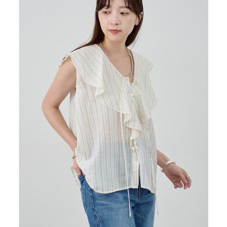 【SHENERY】ストライプフリルカラーブラウス | PAL GROUP OUTLET | 詳細画像26 