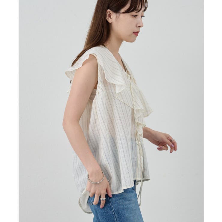 【SHENERY】ストライプフリルカラーブラウス | PAL GROUP OUTLET | 詳細画像30 