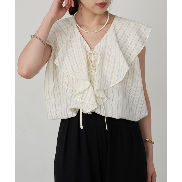 【SHENERY】ストライプフリルカラーブラウス | PAL GROUP OUTLET | 詳細画像40 