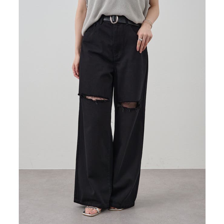 BLK | 【SHENERY】ダメージデニムパンツ | PAL GROUP OUTLET