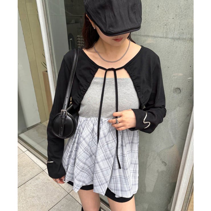 BLK2 | 【mystic】ギャザーリボンボレロ | PAL GROUP OUTLET