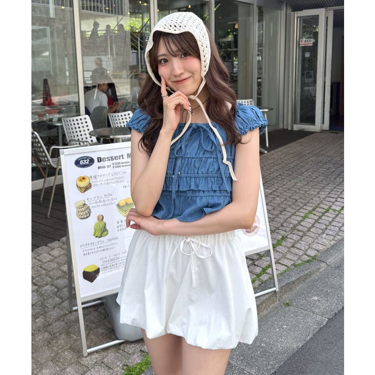 BLU | 【mystic】[mline]シャーリングフレンチブラウス | PAL GROUP OUTLET