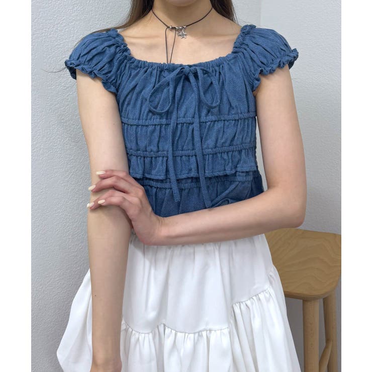 【mystic】[mline]シャーリングフレンチブラウス | PAL GROUP OUTLET | 詳細画像10 