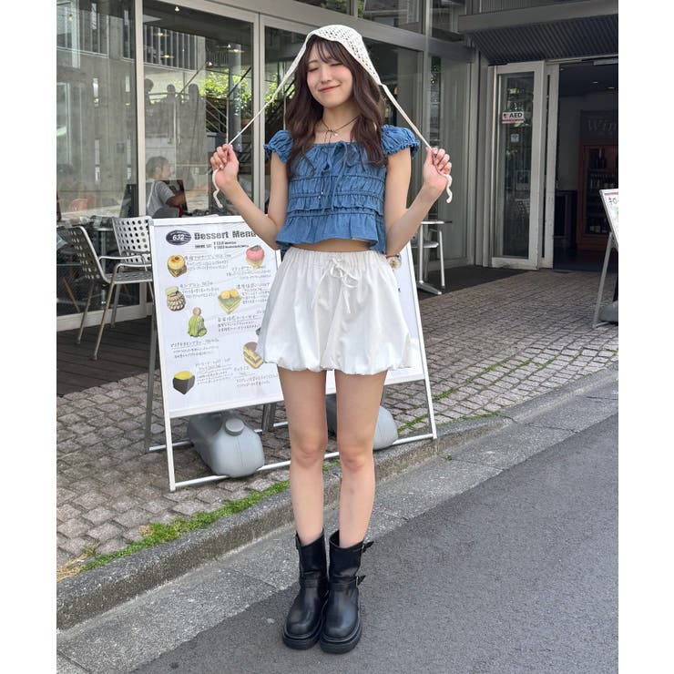 【mystic】[mline]シャーリングフレンチブラウス | PAL GROUP OUTLET | 詳細画像4 