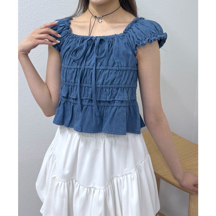 【mystic】[mline]シャーリングフレンチブラウス | PAL GROUP OUTLET | 詳細画像8 