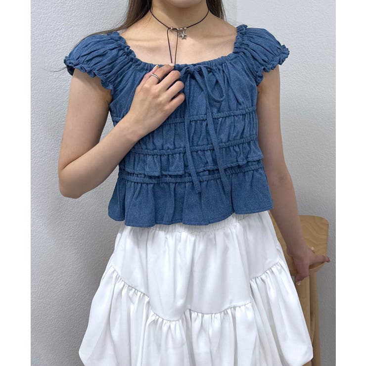 【mystic】[mline]シャーリングフレンチブラウス | PAL GROUP OUTLET | 詳細画像9 