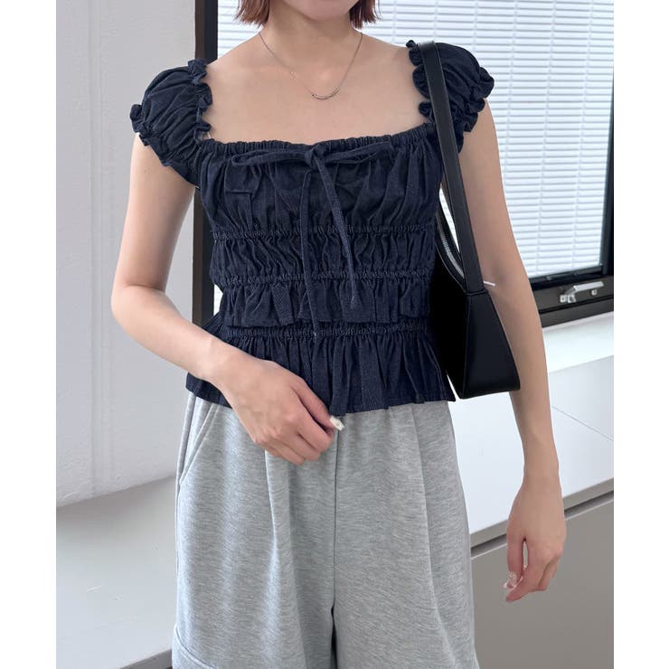 【mystic】[mline]シャーリングフレンチブラウス | PAL GROUP OUTLET | 詳細画像12 