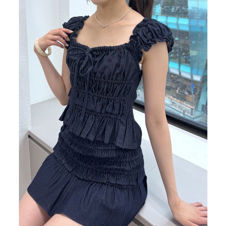 【mystic】[mline]シャーリングフレンチブラウス | PAL GROUP OUTLET | 詳細画像14 