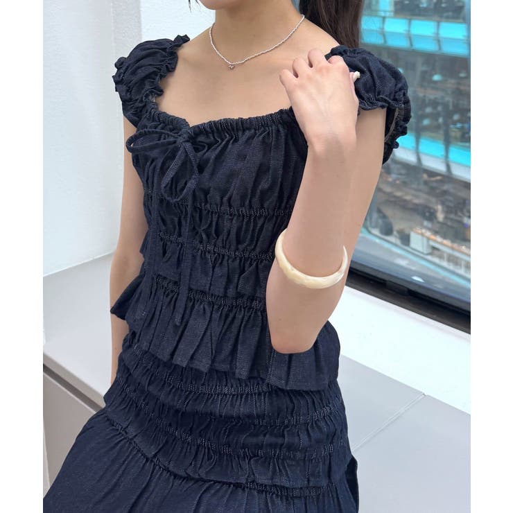 【mystic】[mline]シャーリングフレンチブラウス | PAL GROUP OUTLET | 詳細画像15 