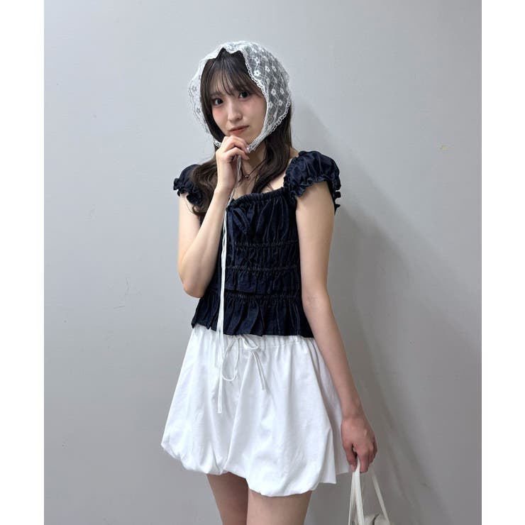 【mystic】[mline]シャーリングフレンチブラウス | PAL GROUP OUTLET | 詳細画像17 