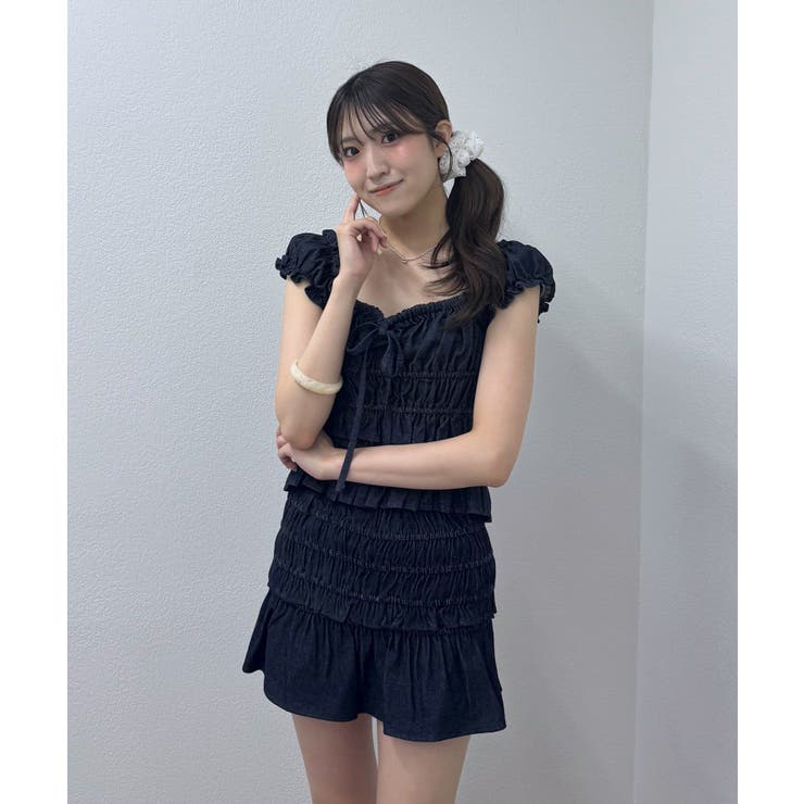 【mystic】[mline]シャーリングフレンチブラウス | PAL GROUP OUTLET | 詳細画像18 