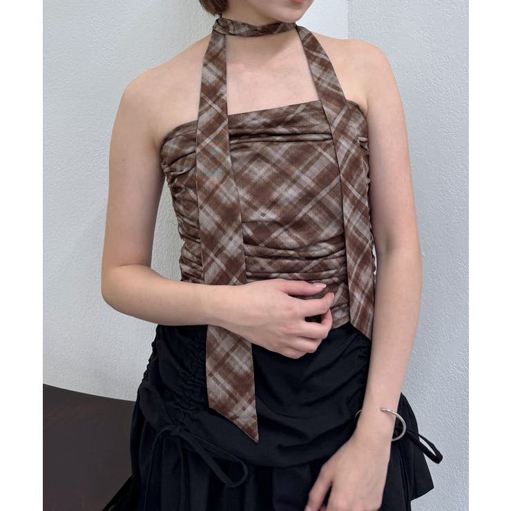 【mystic】[mline]チェックバンドゥ チョーカーブラウス | PAL GROUP OUTLET | 詳細画像1 