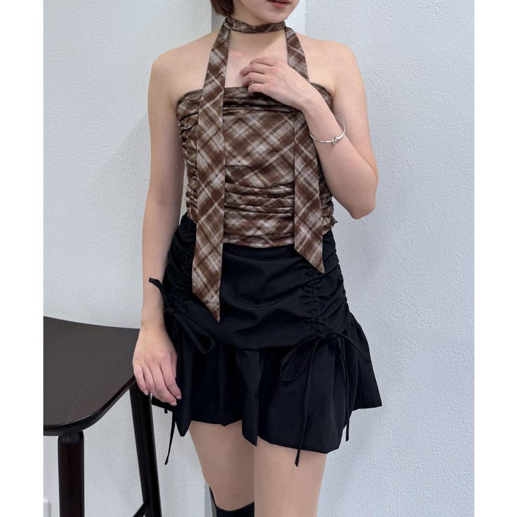 【mystic】[mline]チェックバンドゥ チョーカーブラウス | PAL GROUP OUTLET | 詳細画像2 