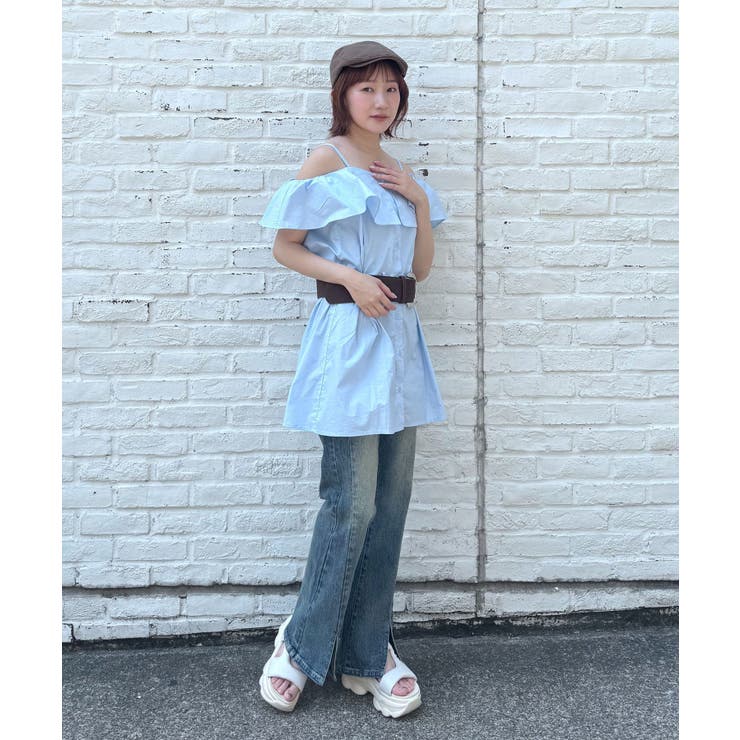 【mystic】[mline]オフショルシャツミニワンピ | PAL GROUP OUTLET | 詳細画像6 