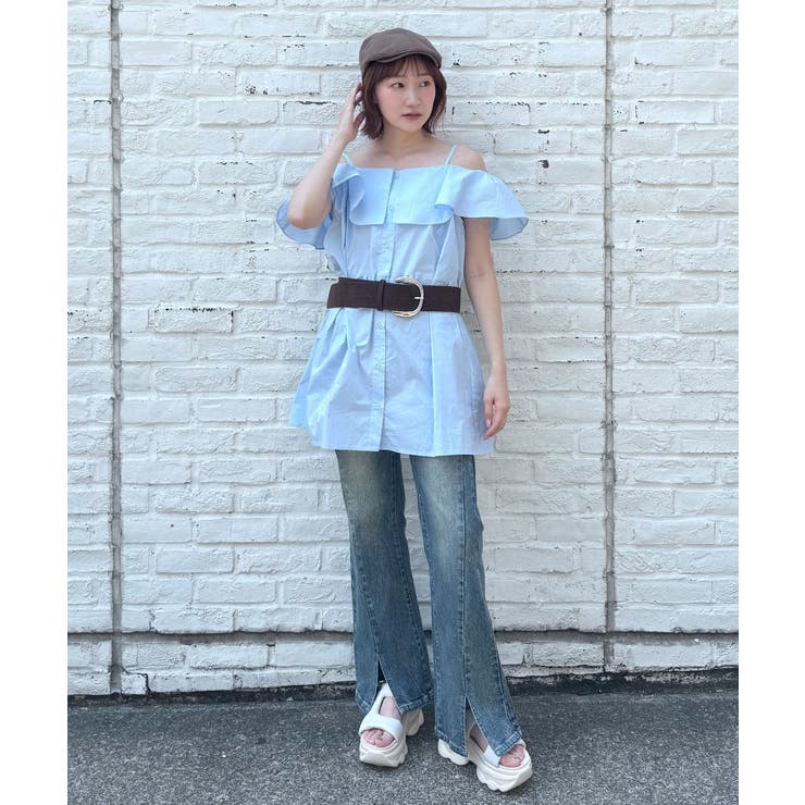 【mystic】[mline]オフショルシャツミニワンピ | PAL GROUP OUTLET | 詳細画像7 