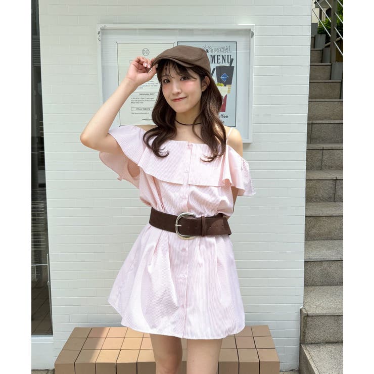 PNK | 【mystic】[mline]オフショルシャツミニワンピ | PAL GROUP OUTLET