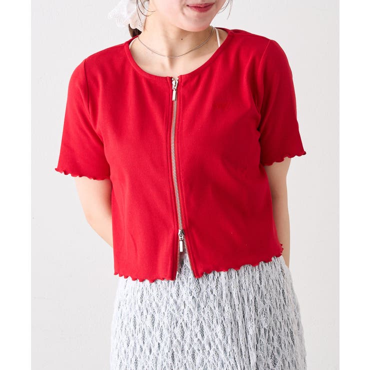RED | 【w closet】半袖W ZIPリブカーデ | PAL GROUP OUTLET