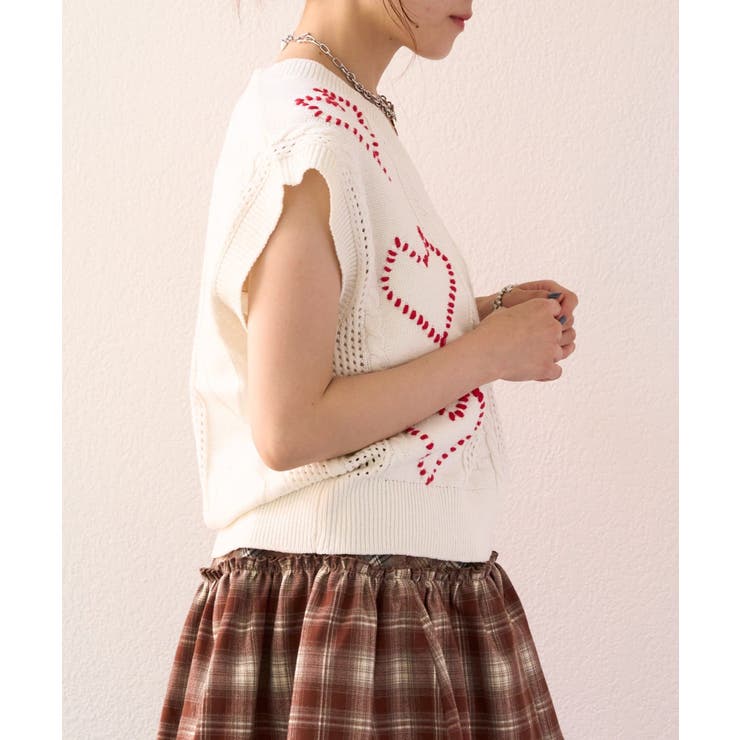 【w closet】ハート刺繍ニットベスト | PAL GROUP OUTLET | 詳細画像4 