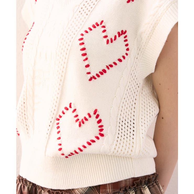 【w closet】ハート刺繍ニットベスト | PAL GROUP OUTLET | 詳細画像5 