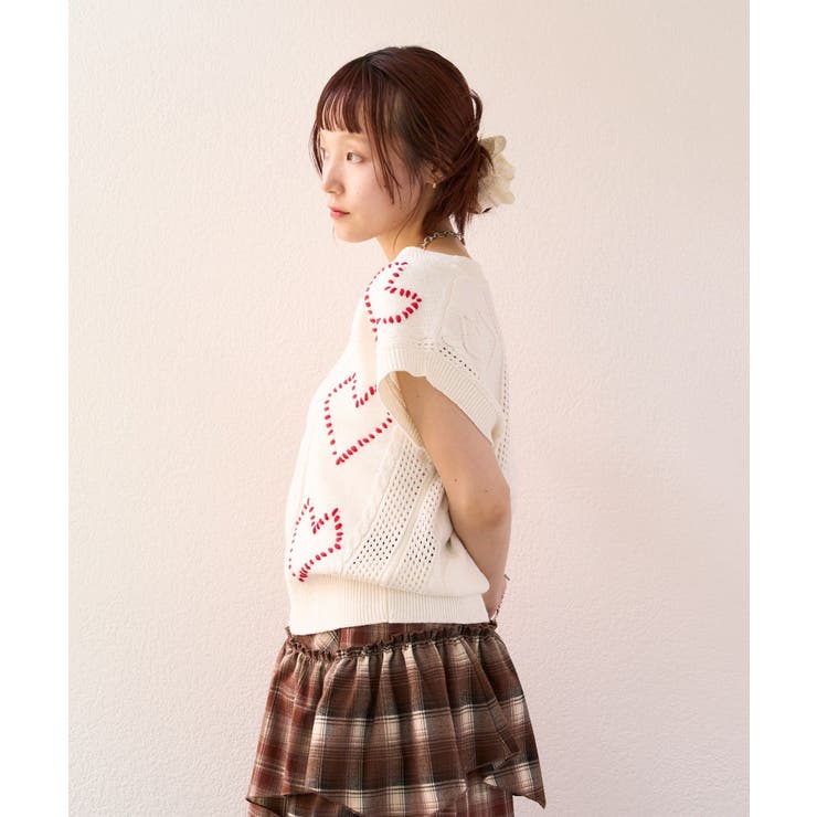 【w closet】ハート刺繍ニットベスト | PAL GROUP OUTLET | 詳細画像7 