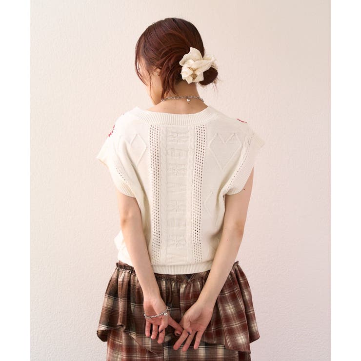 【w closet】ハート刺繍ニットベスト | PAL GROUP OUTLET | 詳細画像8 