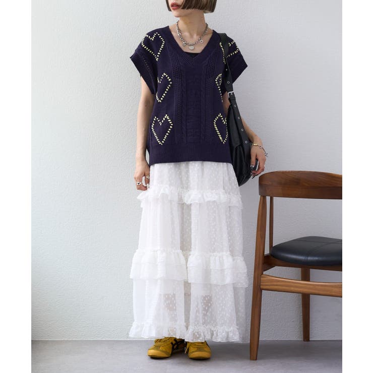【w closet】ハート刺繍ニットベスト | PAL GROUP OUTLET | 詳細画像28 