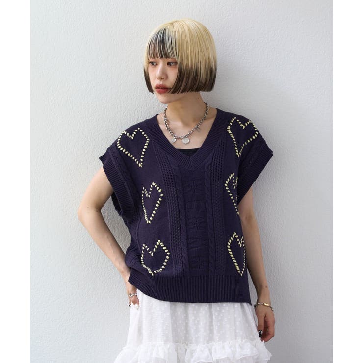 【w closet】ハート刺繍ニットベスト | PAL GROUP OUTLET | 詳細画像18 
