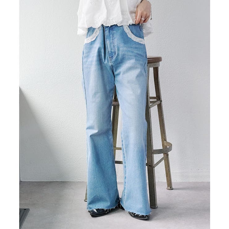 【w closet】レース付きフレアデニムパンツ | PAL GROUP OUTLET | 詳細画像2 