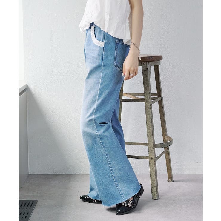 【w closet】レース付きフレアデニムパンツ | PAL GROUP OUTLET | 詳細画像3 