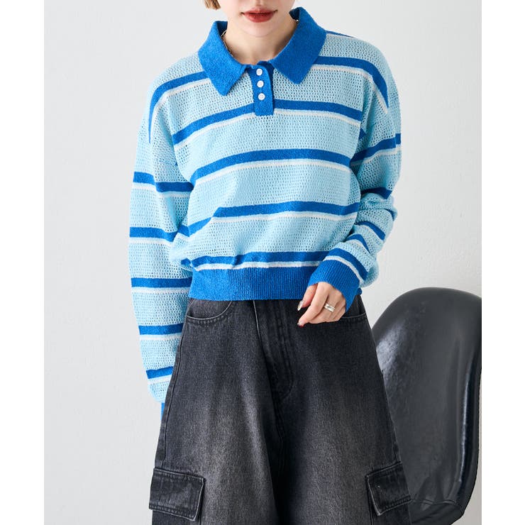 【w closet】ボーダーポロニット | PAL GROUP OUTLET | 詳細画像13 