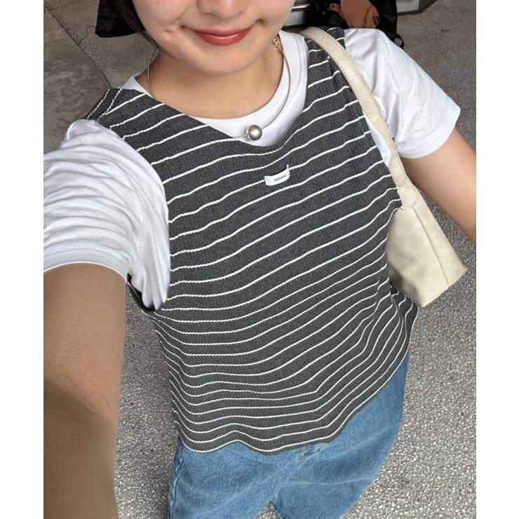 ボーダータンクレイヤード襟付きシアーカットシャツ | PAL GROUP OUTLET | 詳細画像31 