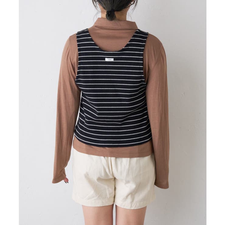 ボーダータンクレイヤード襟付きシアーカットシャツ | PAL GROUP OUTLET | 詳細画像36 