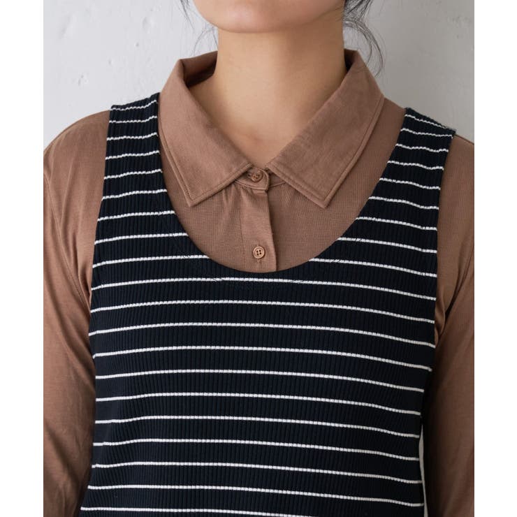 ボーダータンクレイヤード襟付きシアーカットシャツ | PAL GROUP OUTLET | 詳細画像37 